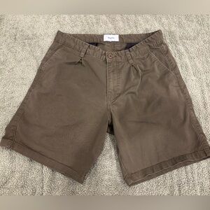 Rivvua Projecta Men's olive chino Flat Front single pleat preppy Shorts Sz 34